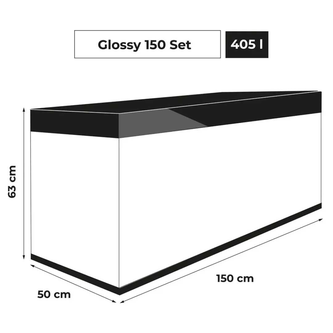 Aquael Akvarium Glossy 150 Sort 472 Liter