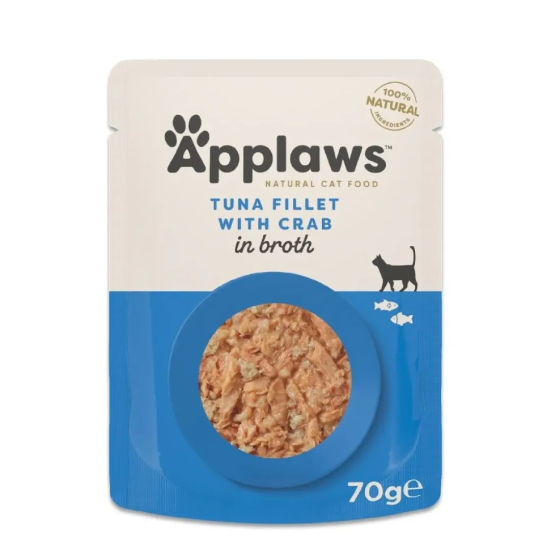 Applaws Hund & Katte mad Applaws Kattevådmad Tun og Krabbe 70 g (pouch) - Naturligt vådfoder til katte