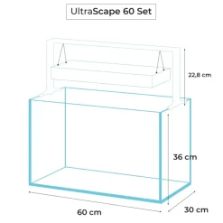 Aquael Akvarie og Lampe Ultra Scape 60 Snow