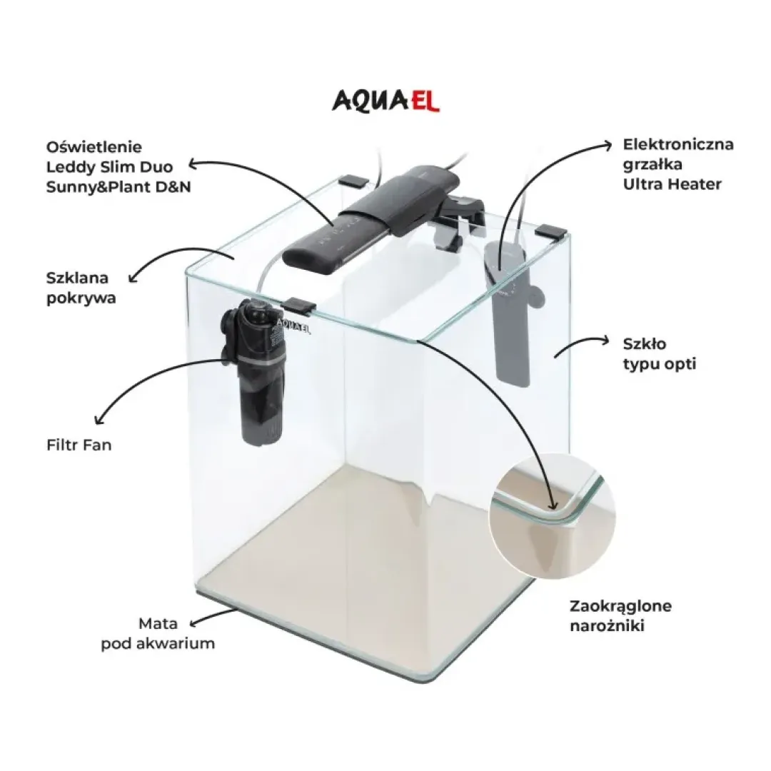 Aquael Akvarie Opti Bent Sort 30 Liter