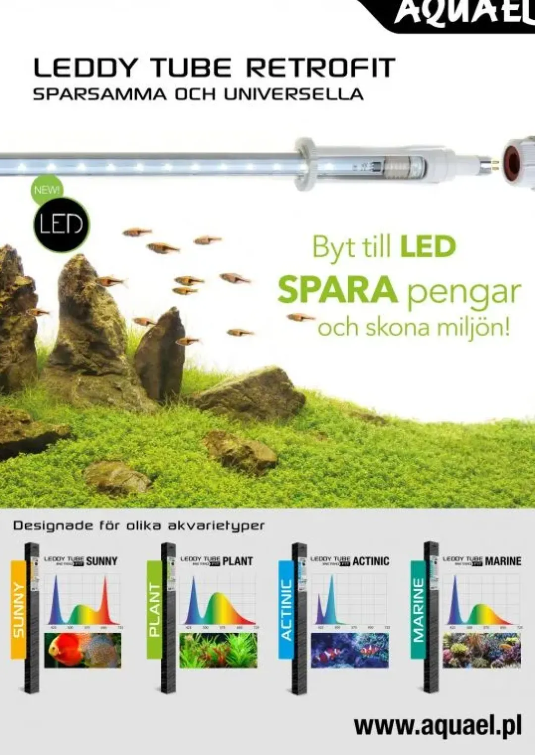 Aquael Leddy Tube ACTINIC 10 W 53,5-66,5 cm