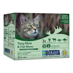 Bozita - Swedish natural quality Bozita Feline Kød & Fisk i gele 12 x 85 g - kyllingelever, oksekød, laks og aborre