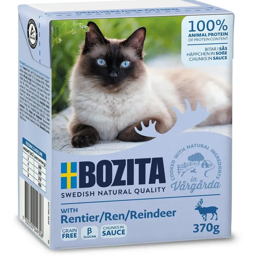 Bozita - Swedish natural quality Bozita Kattefoder Bidder i Sovs med Rensdyr 370 gram