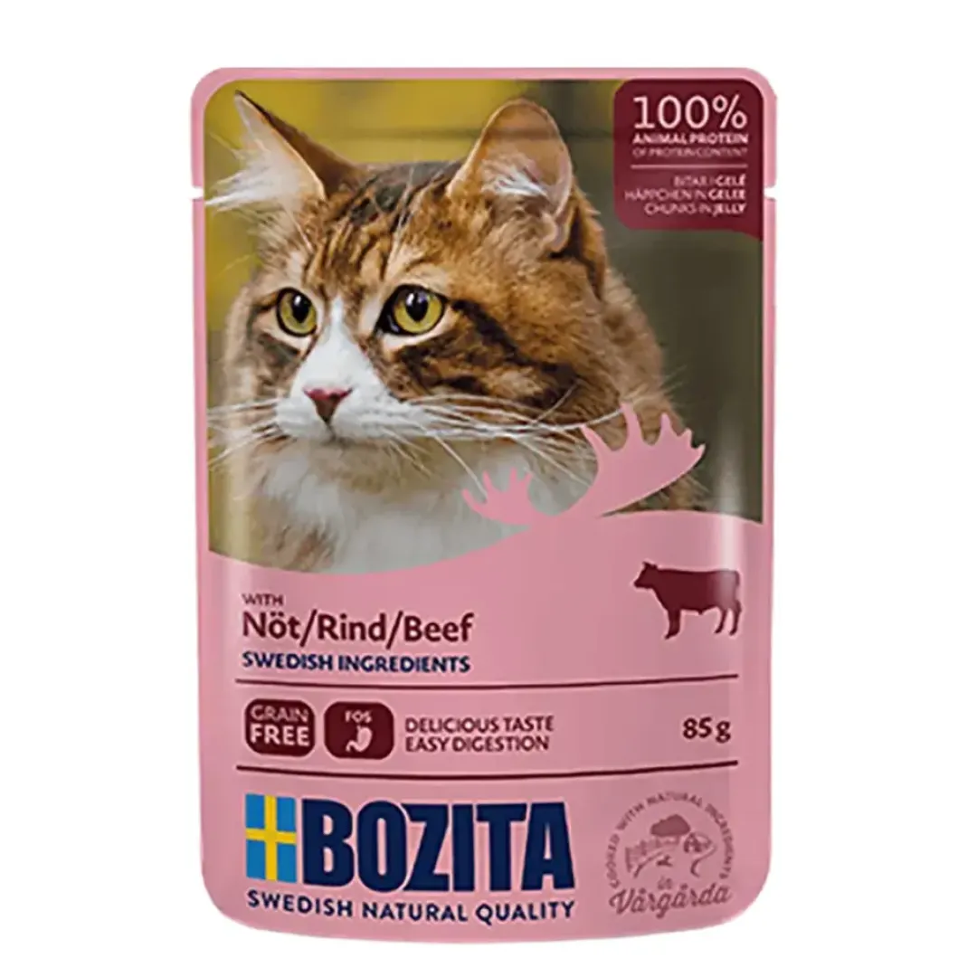 Bozita - Swedish natural quality Bozita Kattefoder pose 85g oksekød gele