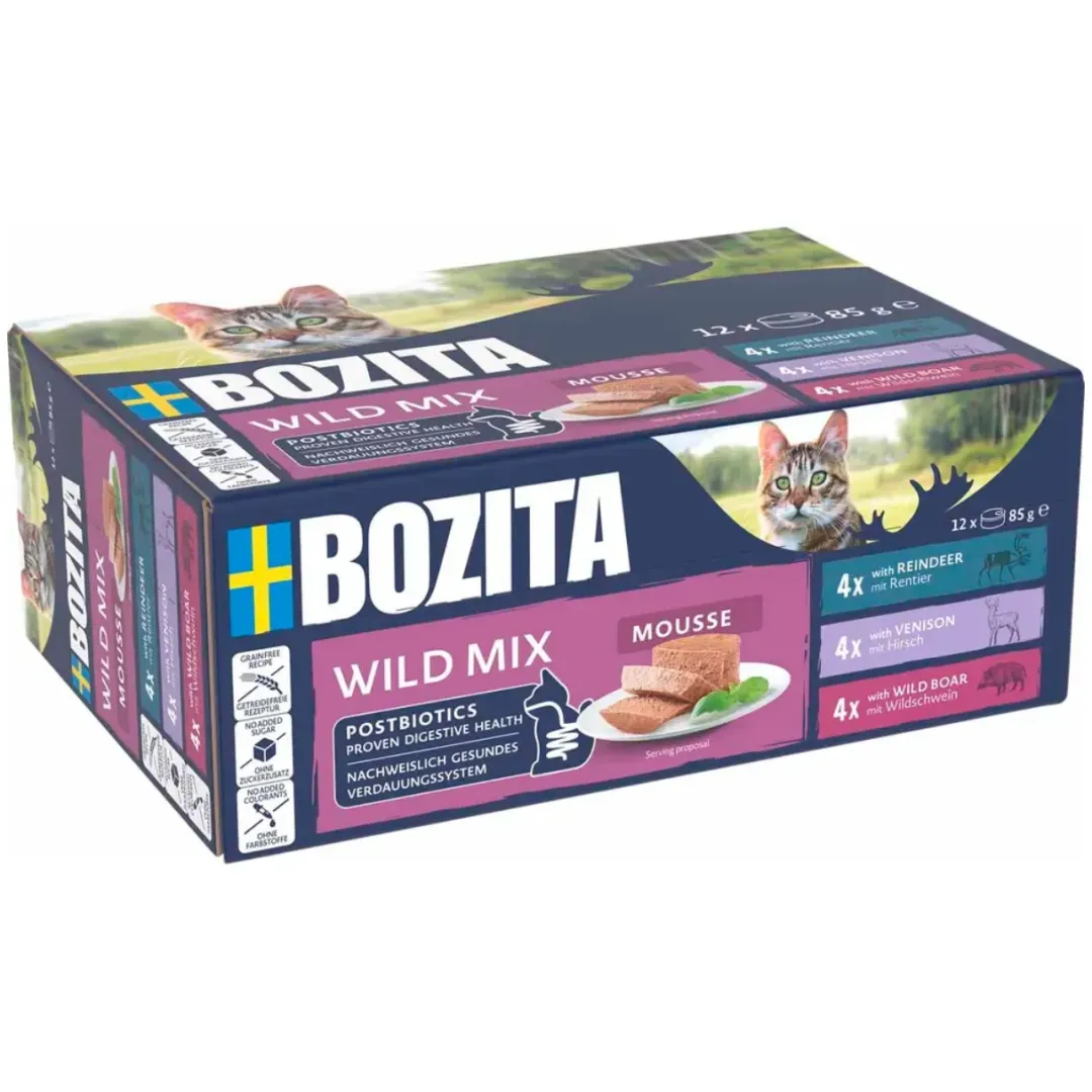 Bozita - Swedish natural quality Bozita Mousse Mixedwild 12x85 g - Rensdyr, Hjort & Vildsvin til Kat