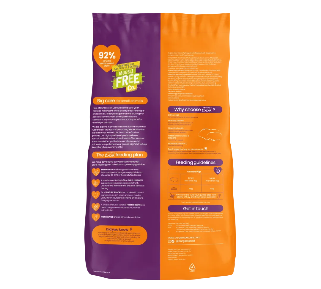 Burgess Excel Marsvin Solbær & Oregano 10 kg - fuldfoder med ekstra smag