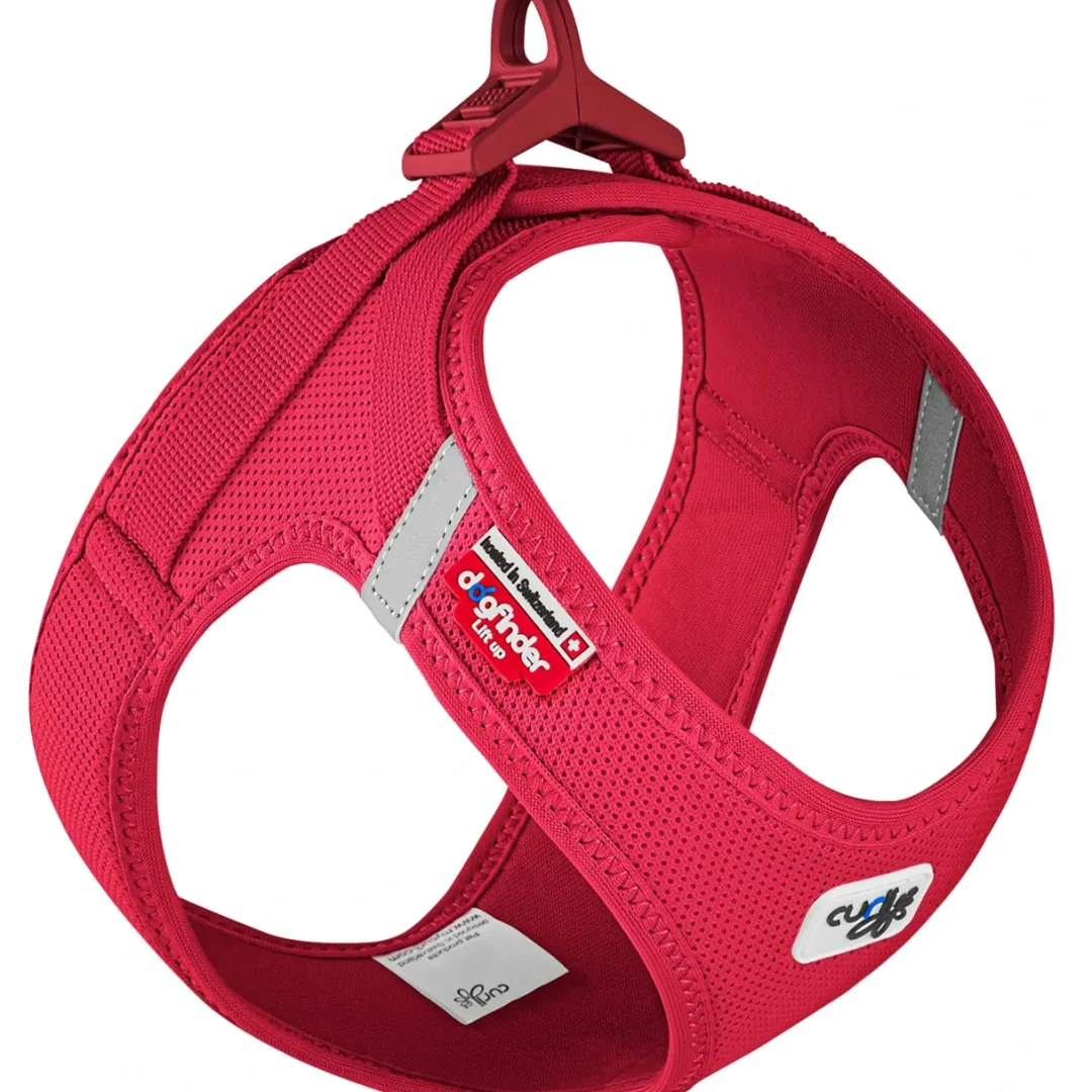 Curli Vest Hundesele Clasp Air Mesh 2XS Rød - let og behagelig sele til smaahunde