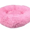 Flamingo Cushion Krems fluffy rund hundeseng small lyserød
