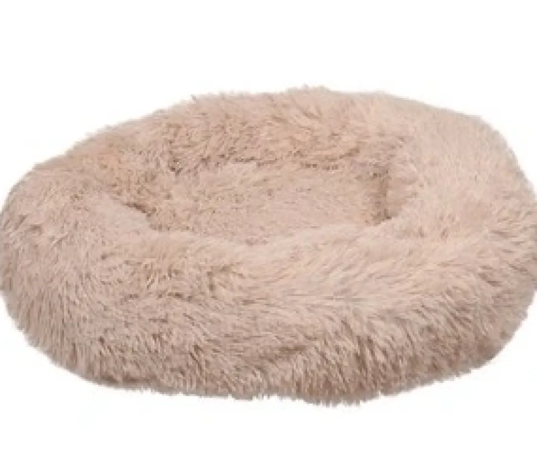 Flamingo Cushion Krems fluffy rund hundeseng small beige