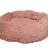 Flamingo Cushion Krems fluffy rund hundeseng small gammelrosa