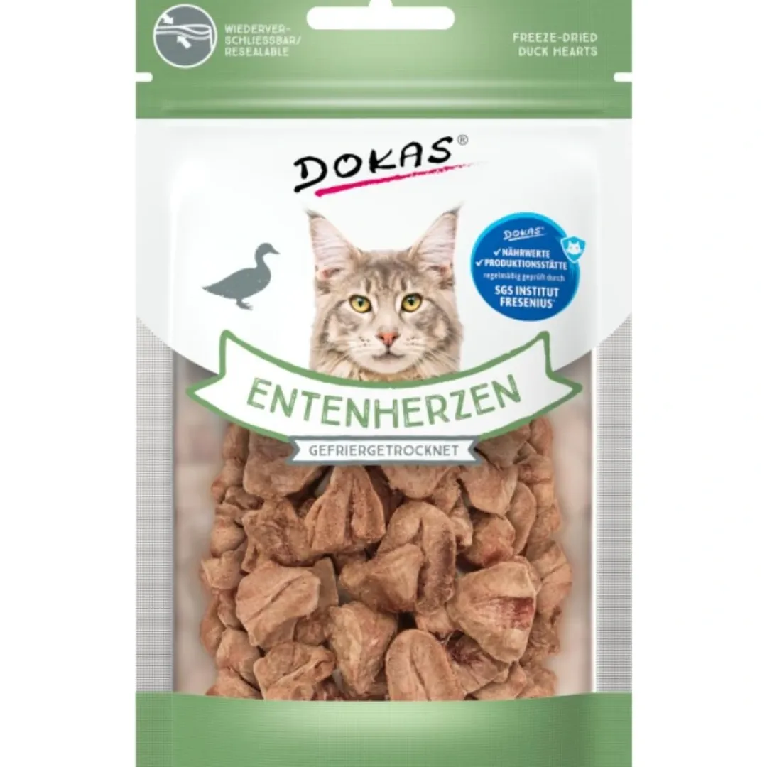 Dokas Premium Hunde og Kattesnacks Dokas Kat Andehjerter 15 g - Naturlig skånsom og uimodståelig godbid til katte