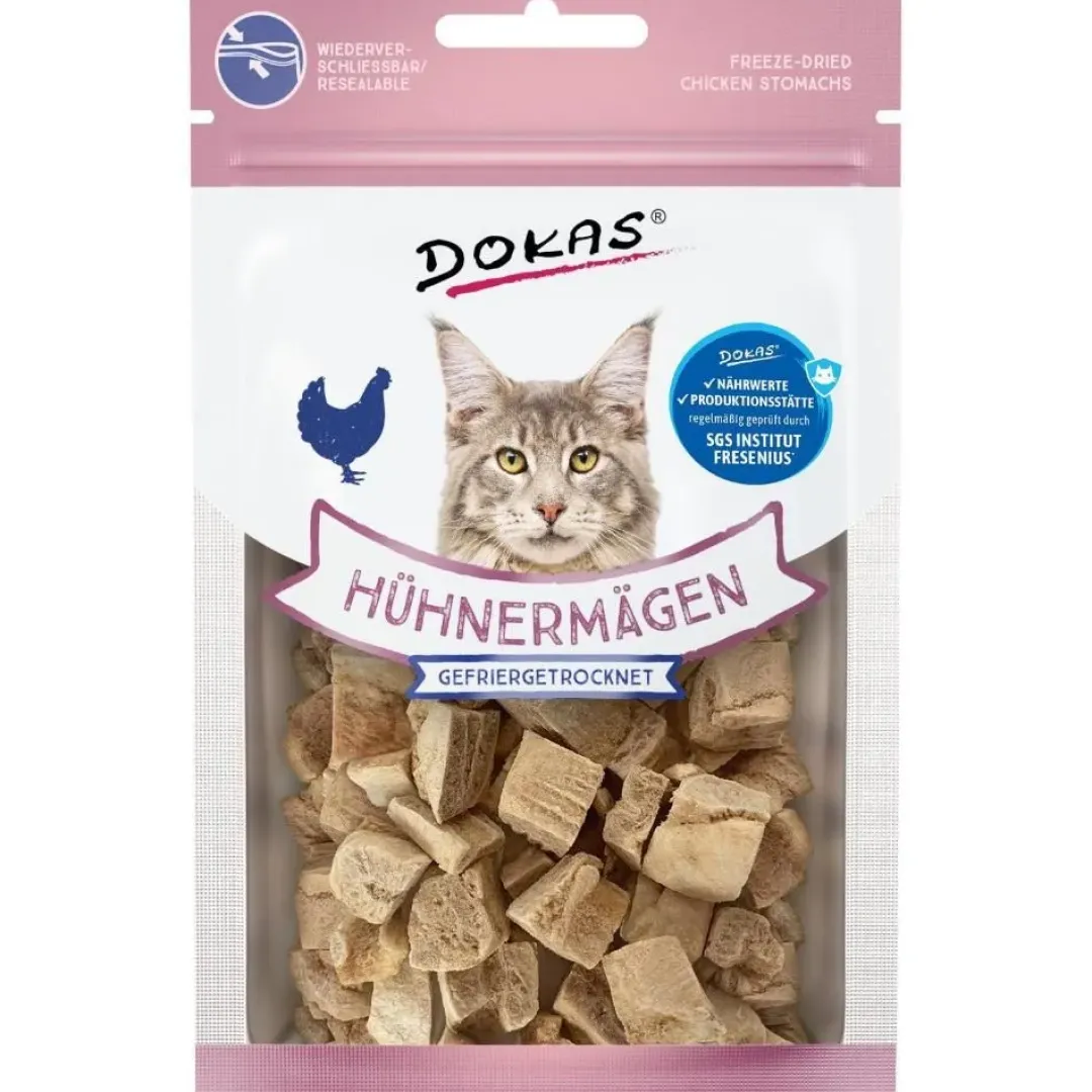 Dokas Premium Hunde og Kattesnacks Dokas Kat Frysetørrede kyllingemaver 12 Gram