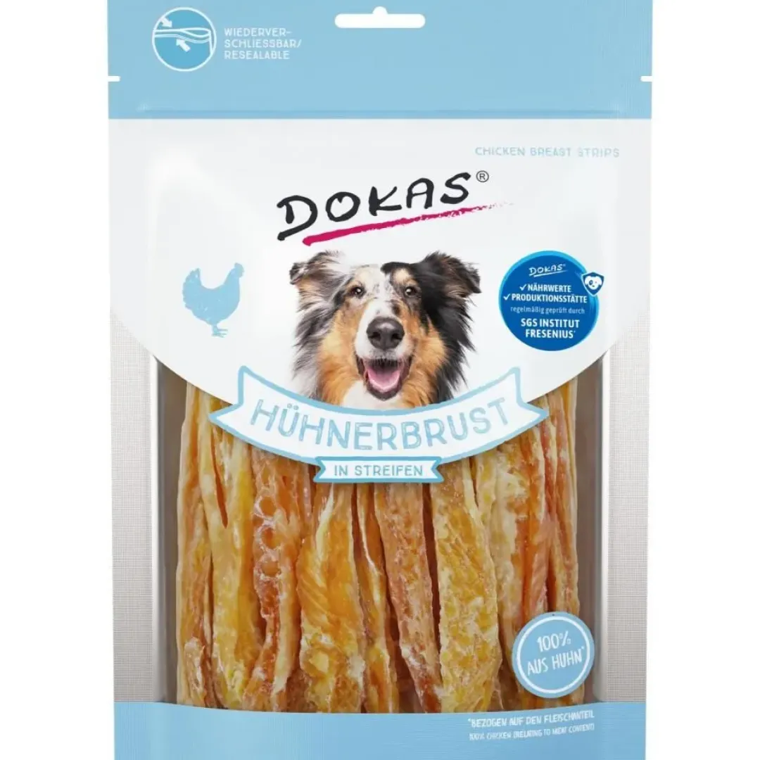 Dokas Premium Hunde og Kattesnacks Dokas Kyllingebryststrimler 250 g - sunde hundesnacks