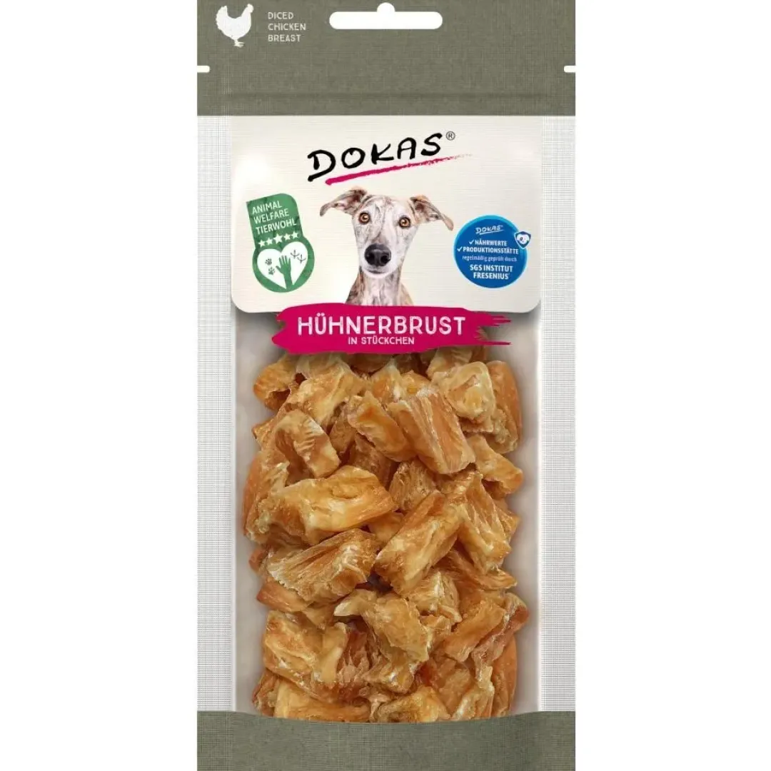 Dokas Premium Hunde og Kattesnacks Dokas Kyllingebryststykker 50 g - naturlige hundesnacks af kylling