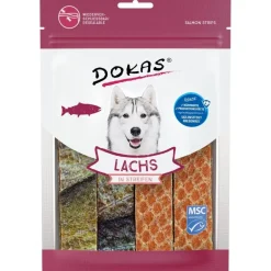 Dokas Premium Hunde og Kattesnacks Dokas Laksestrips 100 g - naturlige fiskesnacks til hunde