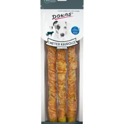 Dokas Premium Hunde og Kattesnacks Dokas 1 meter tyggepind med kylling 315 g - ekstra lang hundesnack