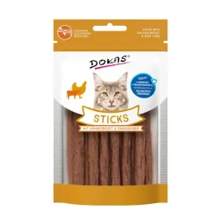 Dokas Premium Hunde og Kattesnacks Dokas Sticks med kylling og okselever 30 g - naturlige kattegodbidder