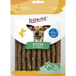 Dokas Premium Hunde og Kattesnacks Dokas Stænger med gurkemeje 105 g - vegetabilske hundesnacks