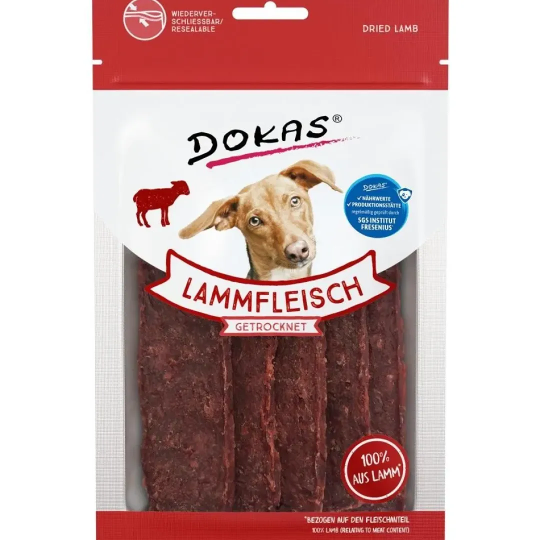 Dokas Premium Hunde og Kattesnacks Dokas Tørrede lammekødsskiver 70 g - lækre hundesnacks af lam