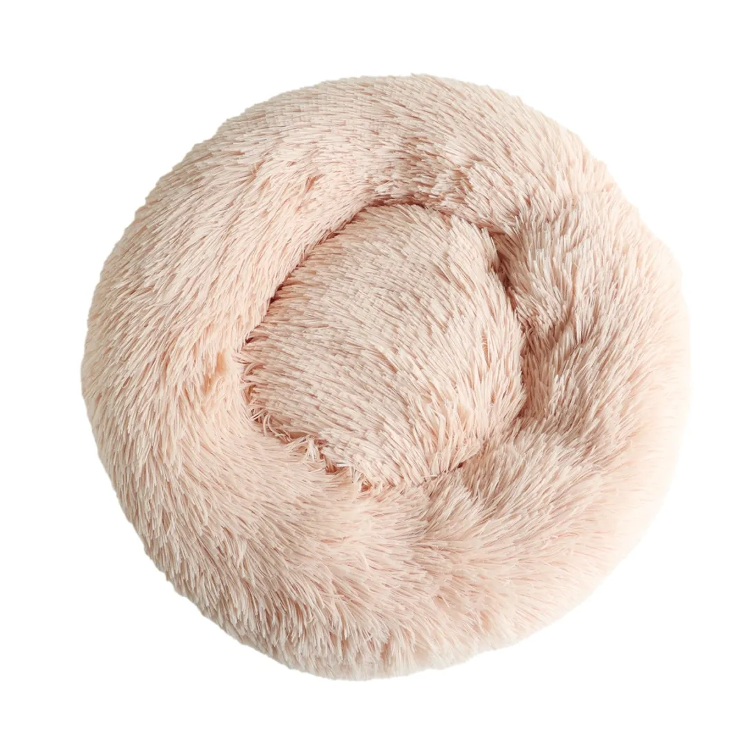 Donut Cozy Hundeseng Laksefarvet 60 cm - blød seng til mellemstore hunde