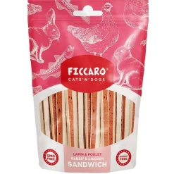 Ficcaro Katte og Hundesnack FICCARO Hundesnack Kanin & Kylling Sandwich - kanin og kylling i sandwichstykker 100 g