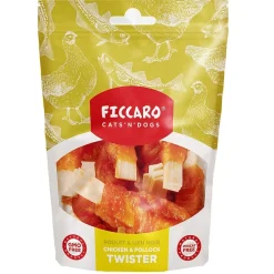 Ficcaro Katte og Hundesnack FICCARO Hundesnack Kylling & Sej Twister - kylling og sej i snoede sticks 100 g