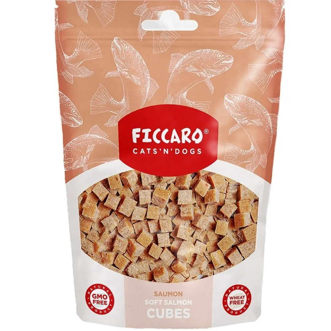Ficcaro Katte og Hundesnack FICCARO Hundesnack Laks Soft Cubes - bløde tern af laks 100 g