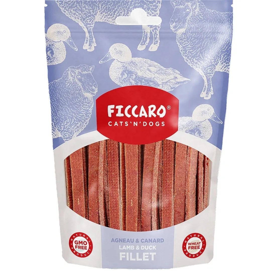 Ficcaro Katte og Hundesnack FICCARO Hundesnack Lam & And Fillet - lam og and i fileter 100 g