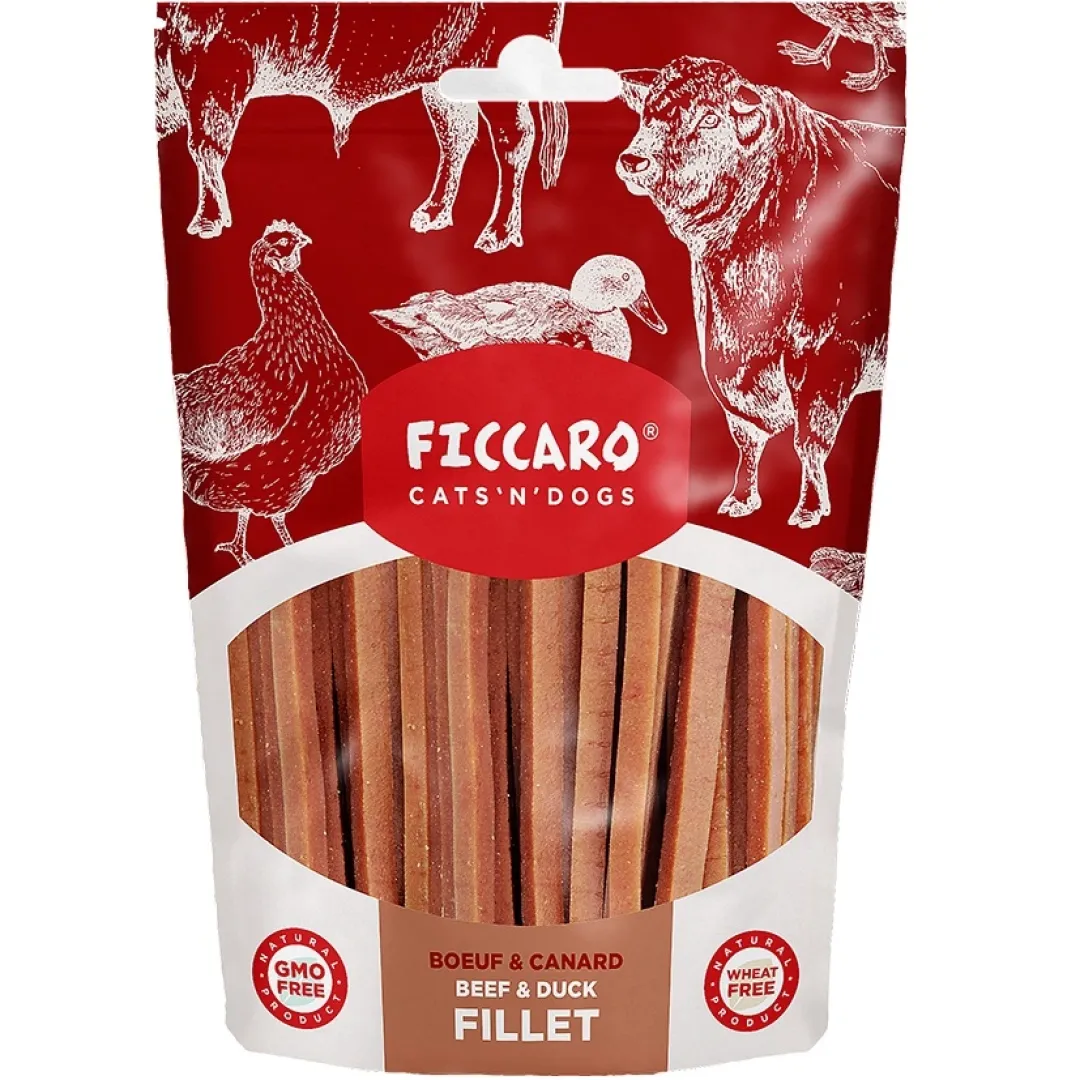 Ficcaro Katte og Hundesnack FICCARO Hundesnack Okse & And Fillet - okse og and i fileter 100 g