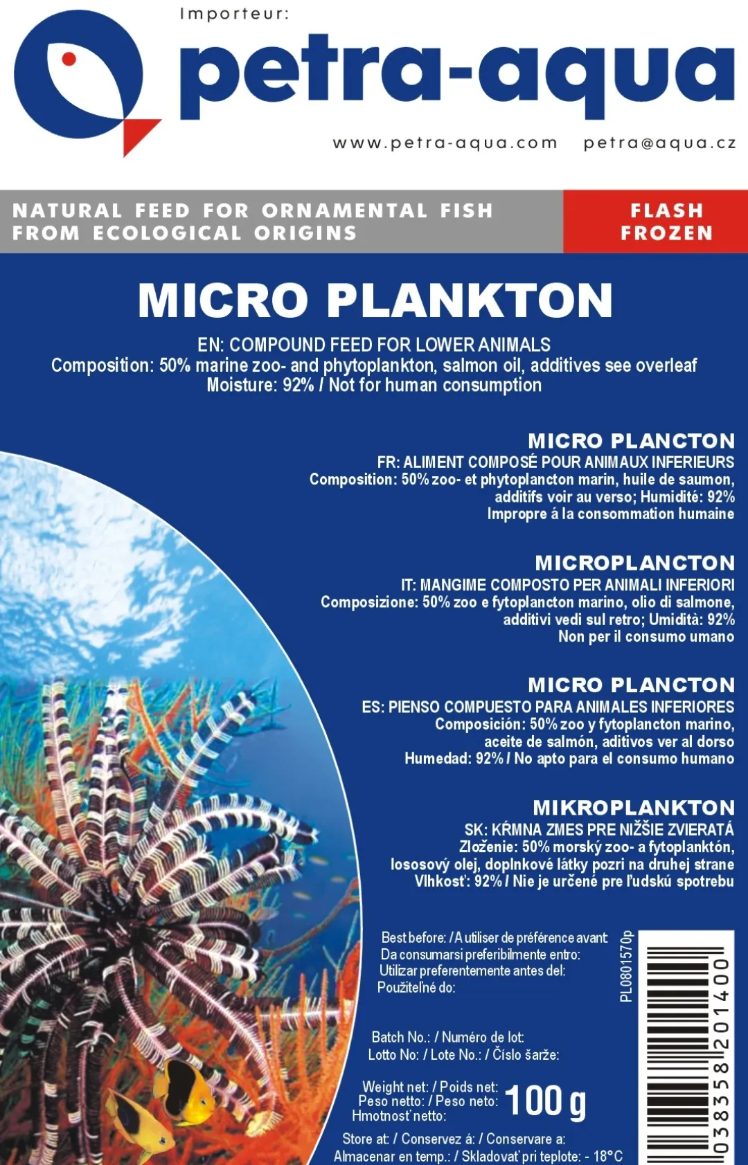 Frostfoder til Akvariefisk Frostfoder Microplankton 100 gram