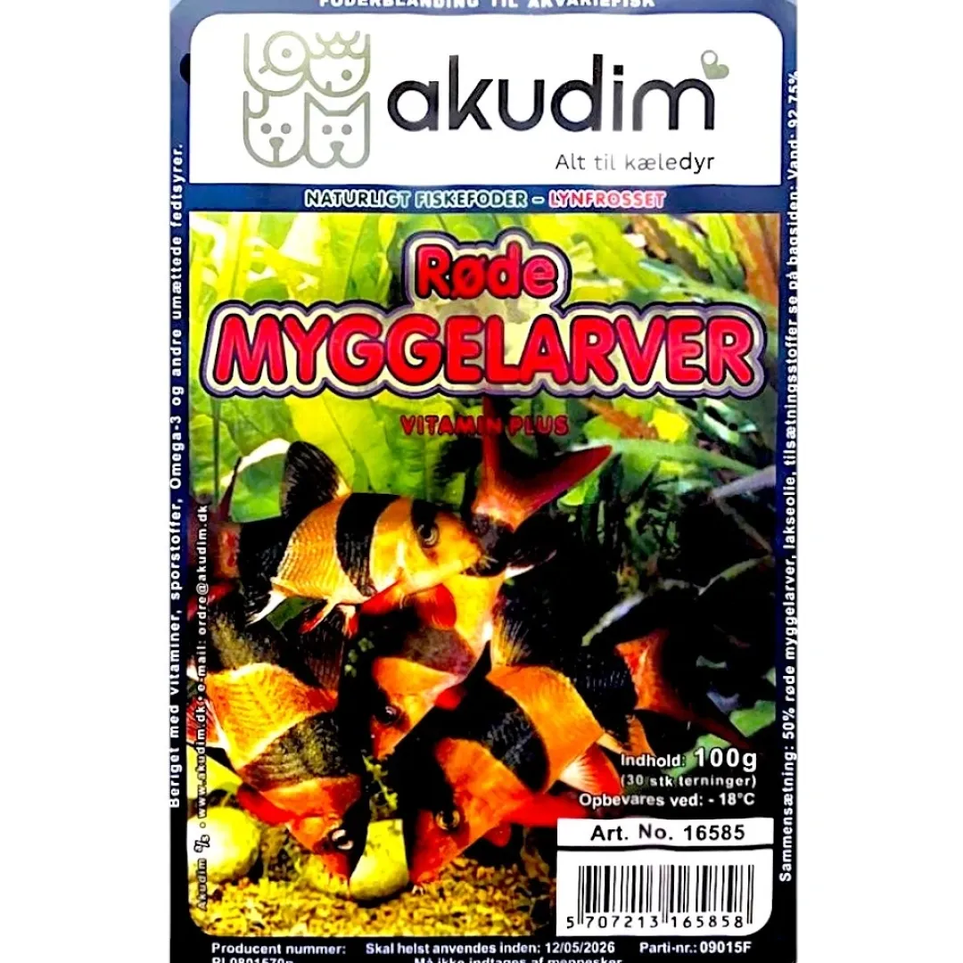 Frostfoder til Akvariefisk Frostfoder Røde myggelarver 100 g