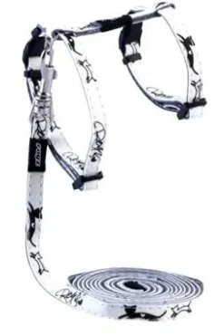 Rogz Glowcat Kattesele og Linesæt 8 mm Sort Springende Kat