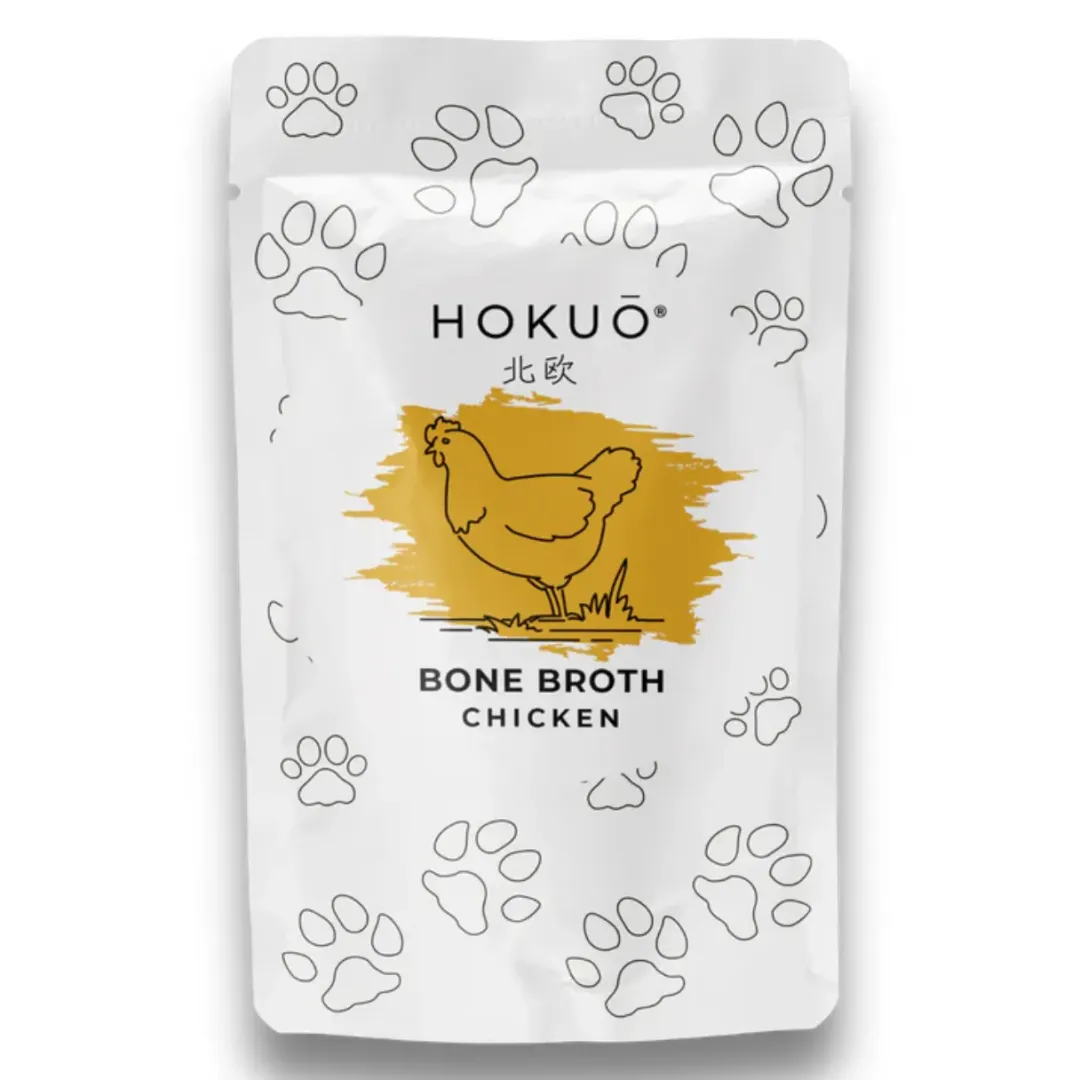 Hokuo naturlige godbidder og bouillon til hund og kat Hokuo Chicken Bone Broth 100 ml - naturlig kyllingebouillon til hunde og katte