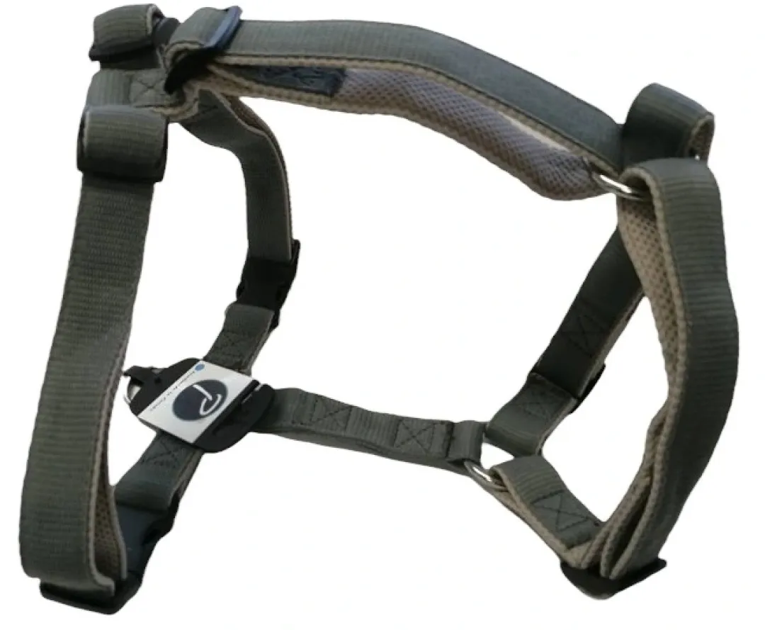 Petlando Hundesele Nylon Grå justerbar Grå str. 54-70 cm 20 mm - åndbar komfort