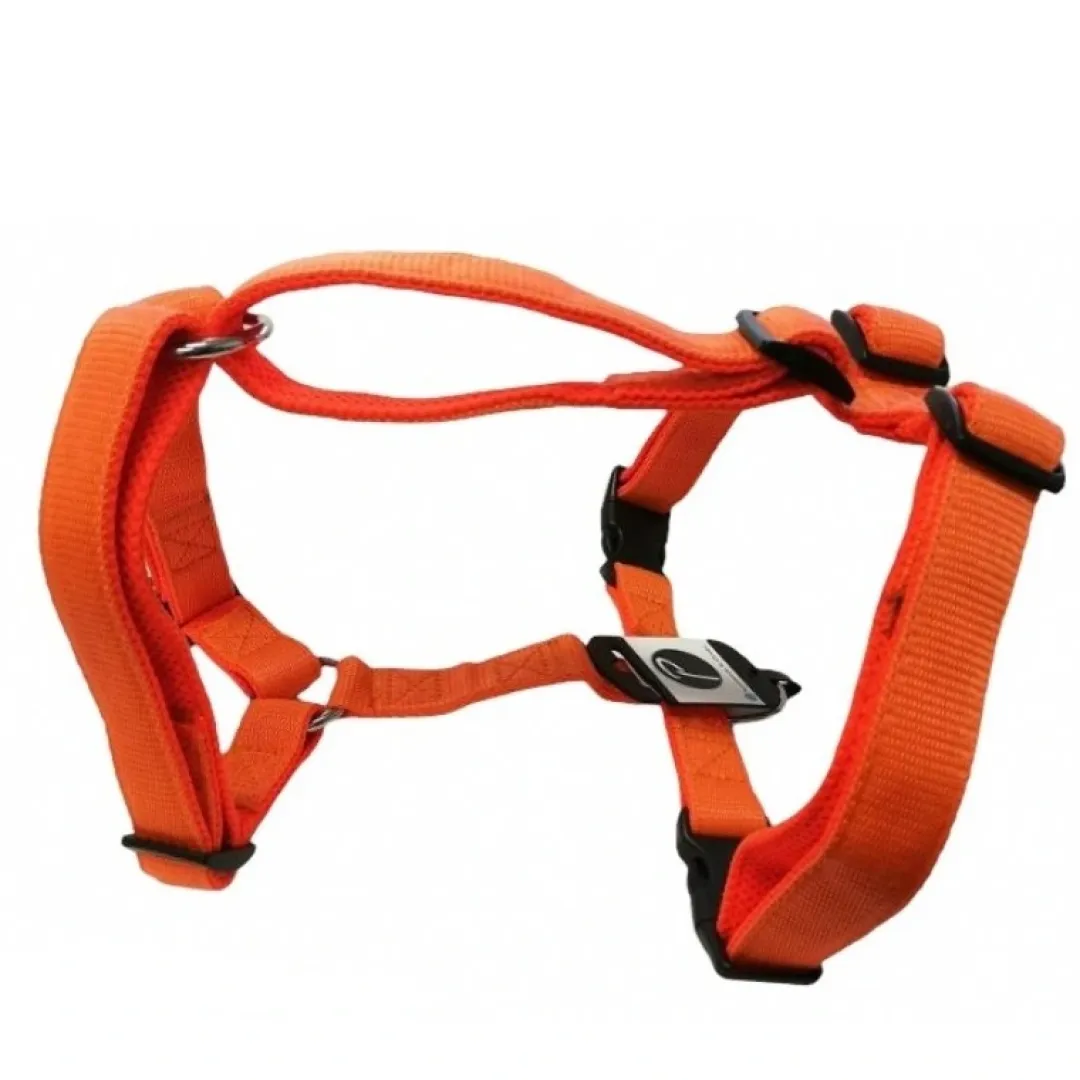 Petlando Hundesele Nylon Orange justerbar Orange str. 66-91 cm 25 mm - åndbar komfort