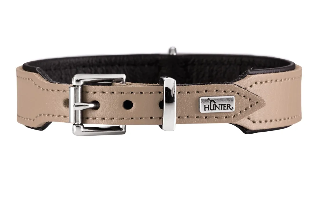 Hunter Basic halsbånd str.42 Stone - 35,0-39,5 cm