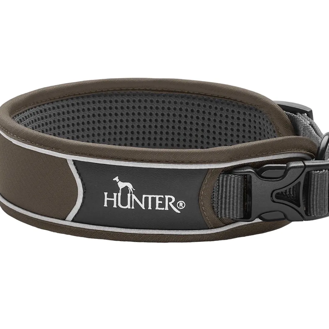 Hunter Divo Hundehalsbånd M 35-45 Brun/Grå - justerbart hundehalsbånd (35-45 cm, B 4,5 cm)