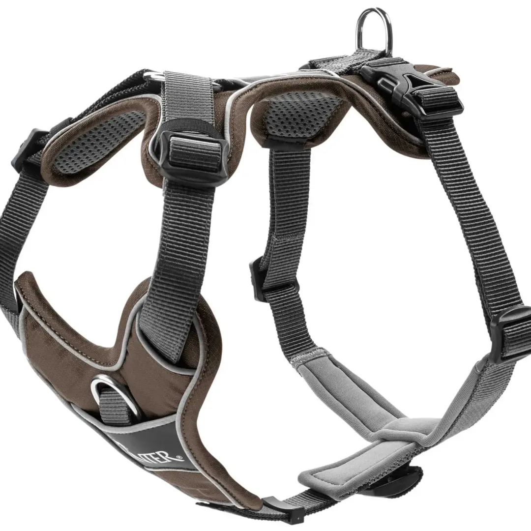 Hunter Divo hundesele M brun/grå just mave 56-73 cm - Stabil komfort og sikker pasform