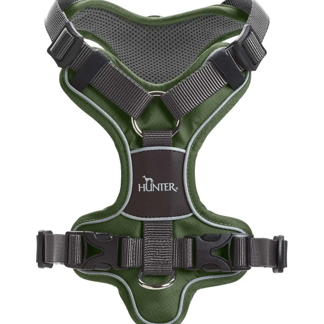Hunter Divo hundesele S grøn/grå just mave 45-56 cm - Fleksibel kontrol og let komfort