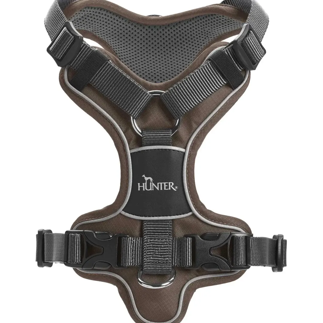 Hunter Divo hundesele XS brun/grå just mave 34-47 cm - Let pasform til små hunde