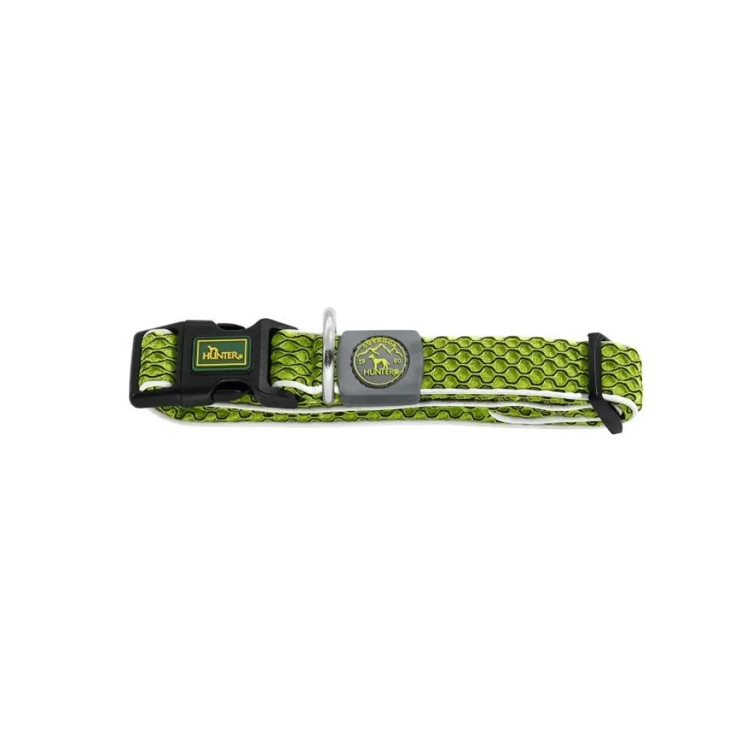 Hunter hunde halsbånd Hilo Lime M-L - justerbart hundehalsbånd (33-50 cm, B 2,5 cm)