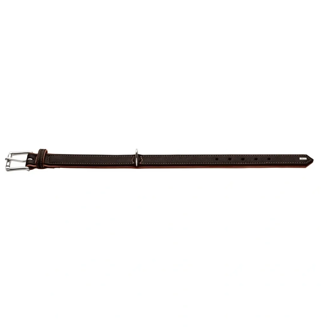 Hunter Hundehalsbånd læder Canada Elg Str.35 Sort/Cognac - 24-30 cm
