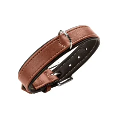 Hunter Hundehalsbånd læder Canada Elg Str 30 Cognac/Sort - 21-25 cm