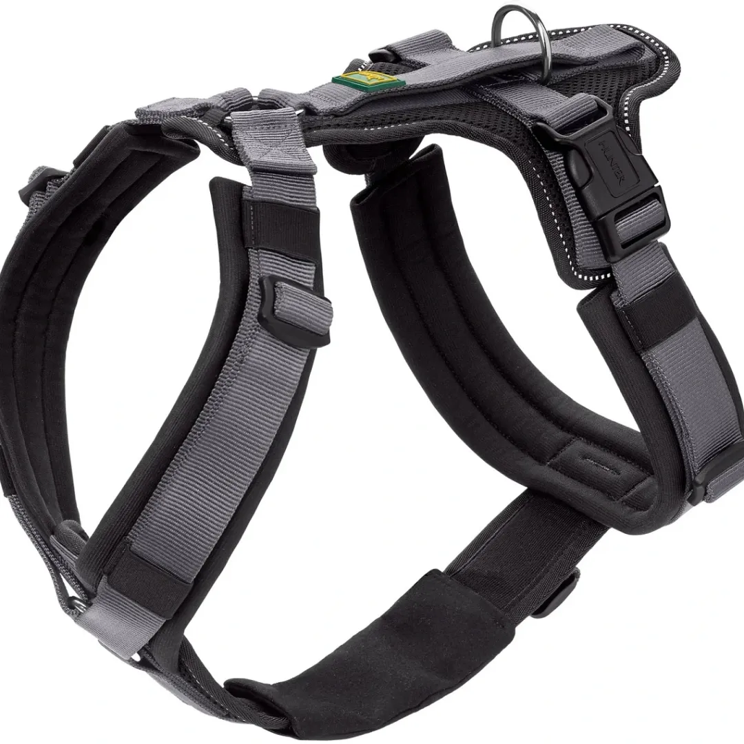 Hunter hundesele Safety Maldon Gråsort L længde 66-118 cm 2,5 cm - sikker stabilitet