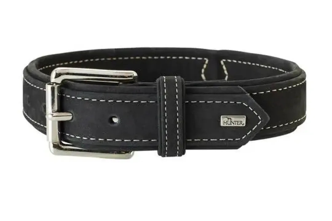 Hunter Hunting halsbånd str.50 Sort - justerbart hundehalsbånd (37 - 43 cm., B 2,8 cm.)