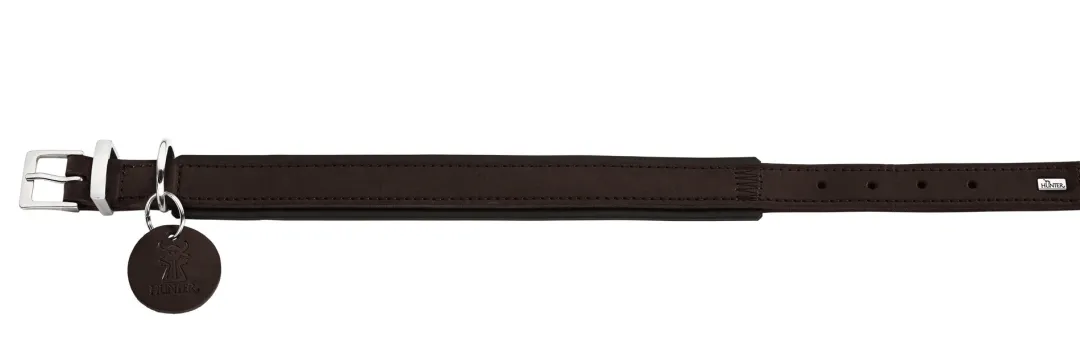 Hunter Larvik Comfort 40 Mørkebrun Hundehalsbånd - justerbart hundehalsbånd (28 - 34 cm, B