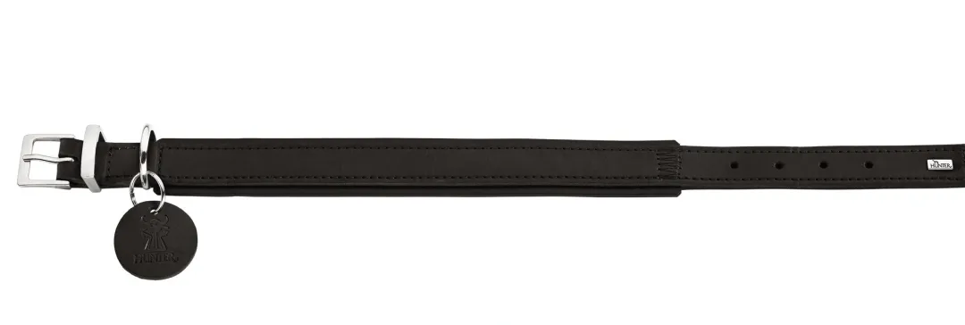 Hunter Larvik Comfort 45 Sort Hundehalsbånd - justerbart hundehalsbånd (30 - 38 cm, B 2,8