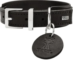 Hunter Larvik Comfort 45 Sort Hundehalsbånd - justerbart hundehalsbånd (30 - 38 cm, B 2,8