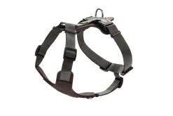 Hunter Mixed Aalborg læder hundesele S mørkebrun/grå hals 50-66 cm - komfort og støtte