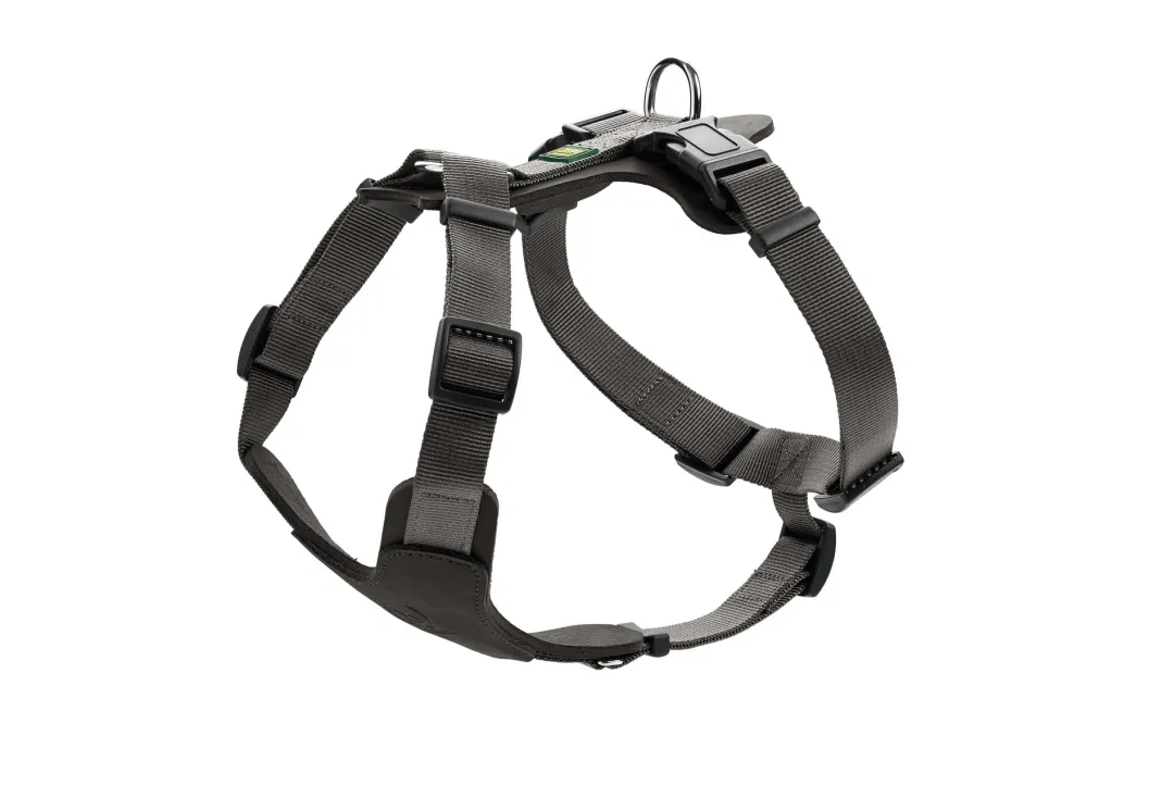 Hunter Mixed Aalborg læder hundesele M-L sort/grå hals 61-85 cm - komfort og støtte